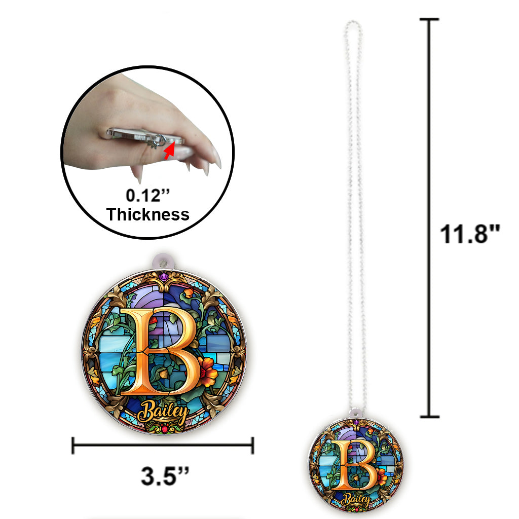 Lettre en vitrail - Ornement de voiture familial personnalisé