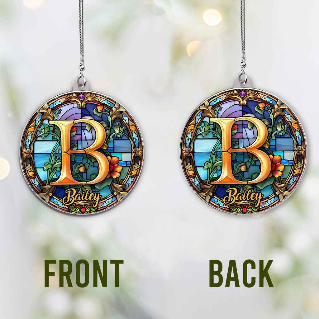 Lettre en vitrail - Ornement de voiture familial personnalisé