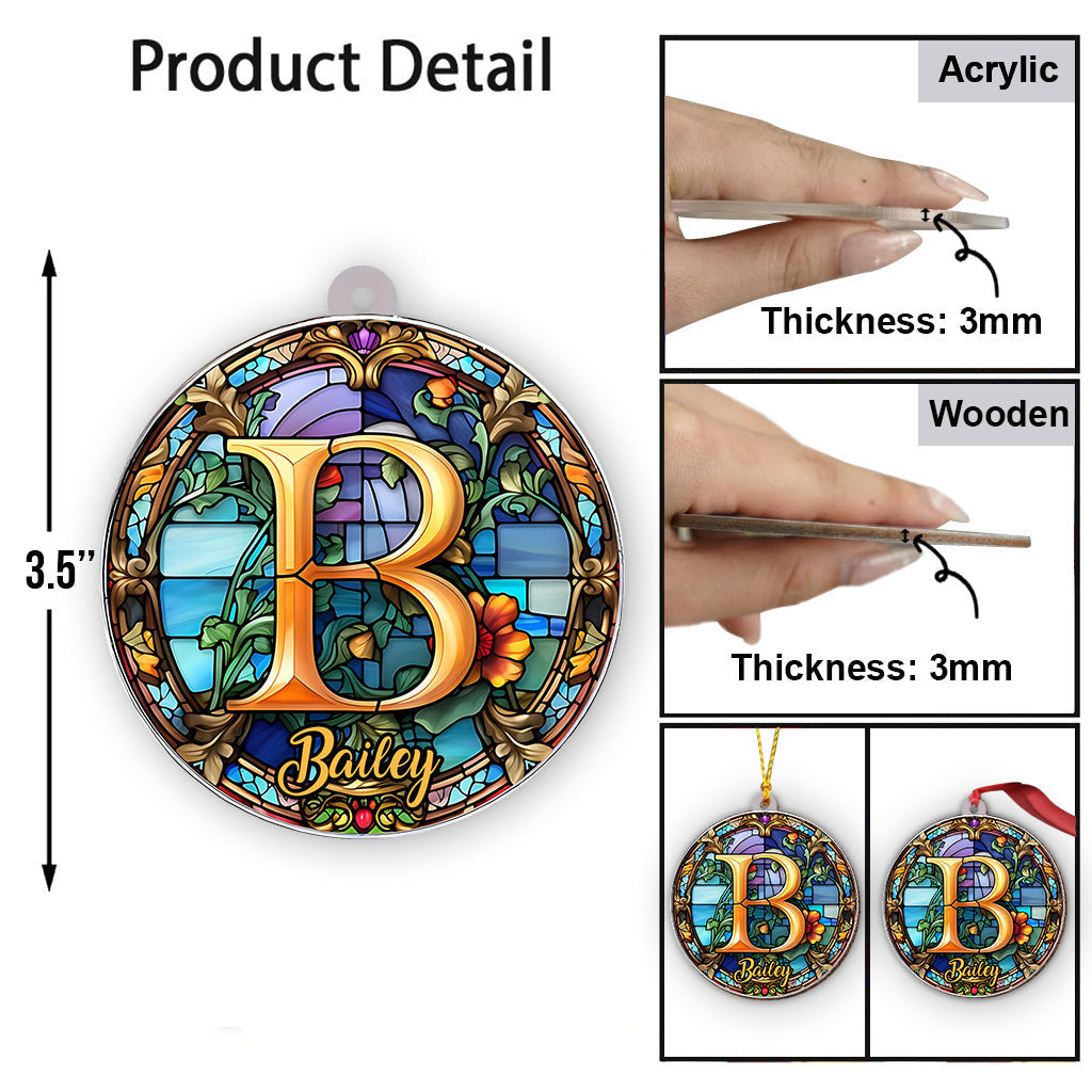 Stained Glass Letter - Personalized Family Ornament