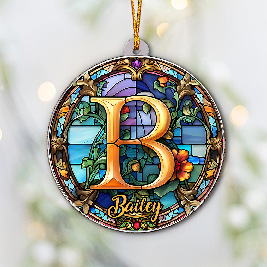 Stained Glass Letter - Personalized Family Ornament