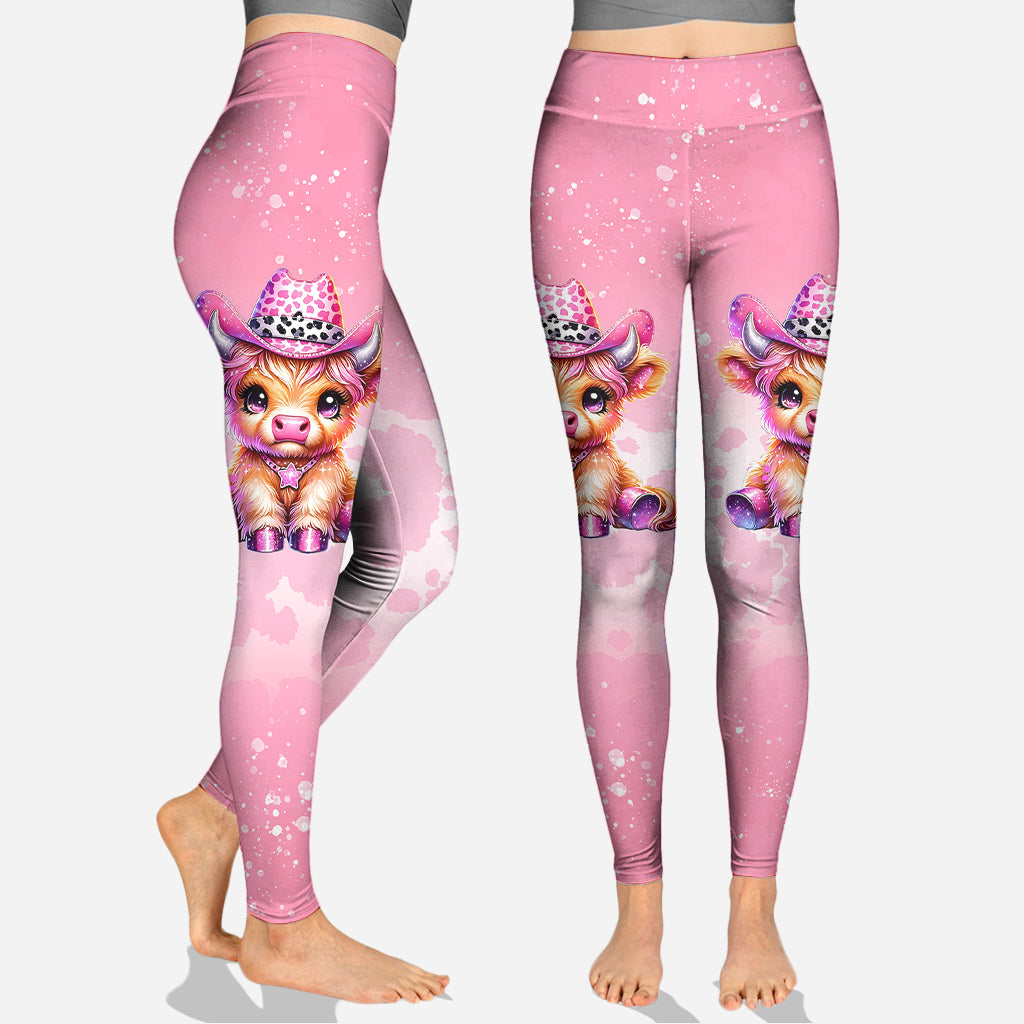 Adorable vache des Highlands rose - Sweat à capuche et legging personnalisés avec une vache des Highlands