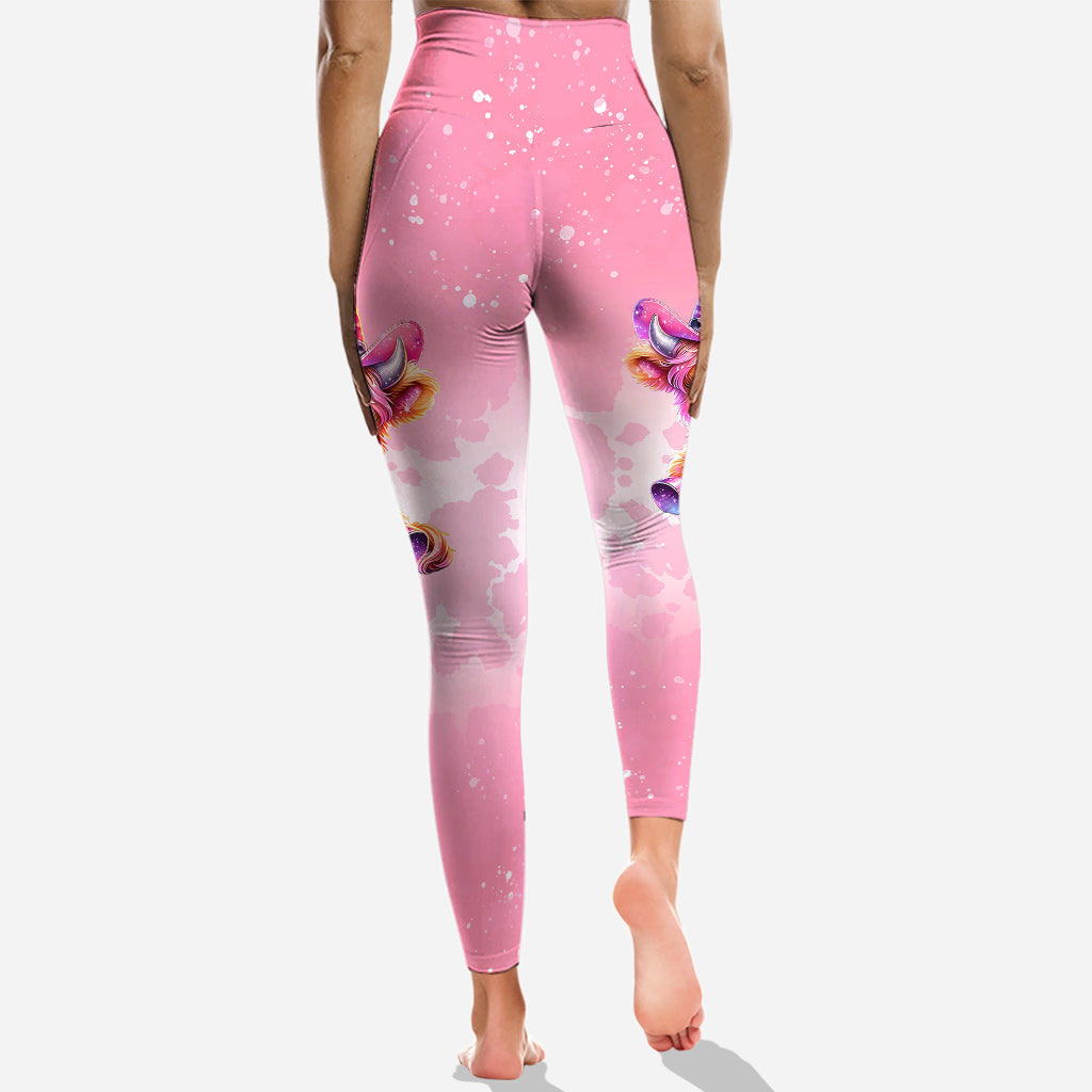 Adorable vache des Highlands rose - Sweat à capuche et legging personnalisés avec une vache des Highlands