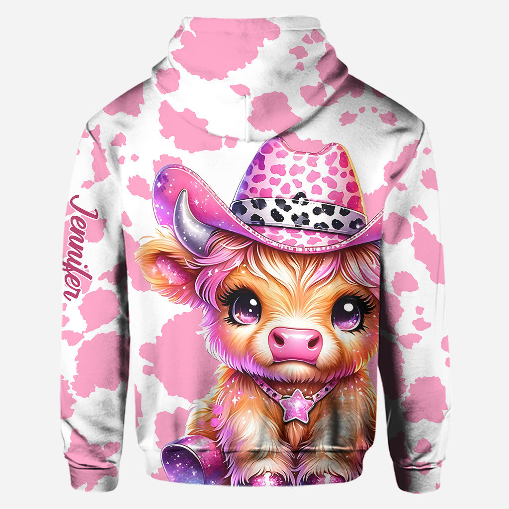 Adorable vache des Highlands rose - Sweat à capuche et legging personnalisés avec une vache des Highlands