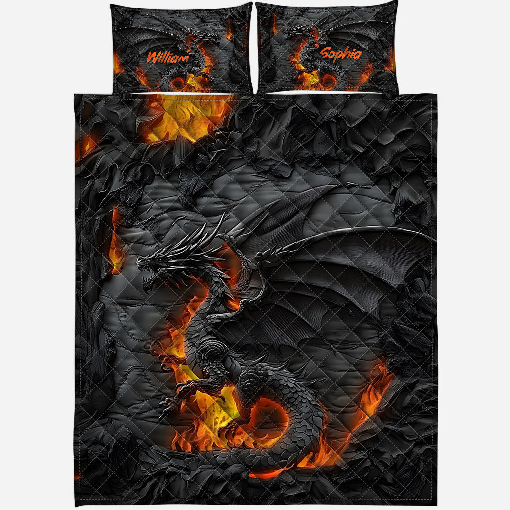 Fire Dragon - Personalized Dragon Quilt Set