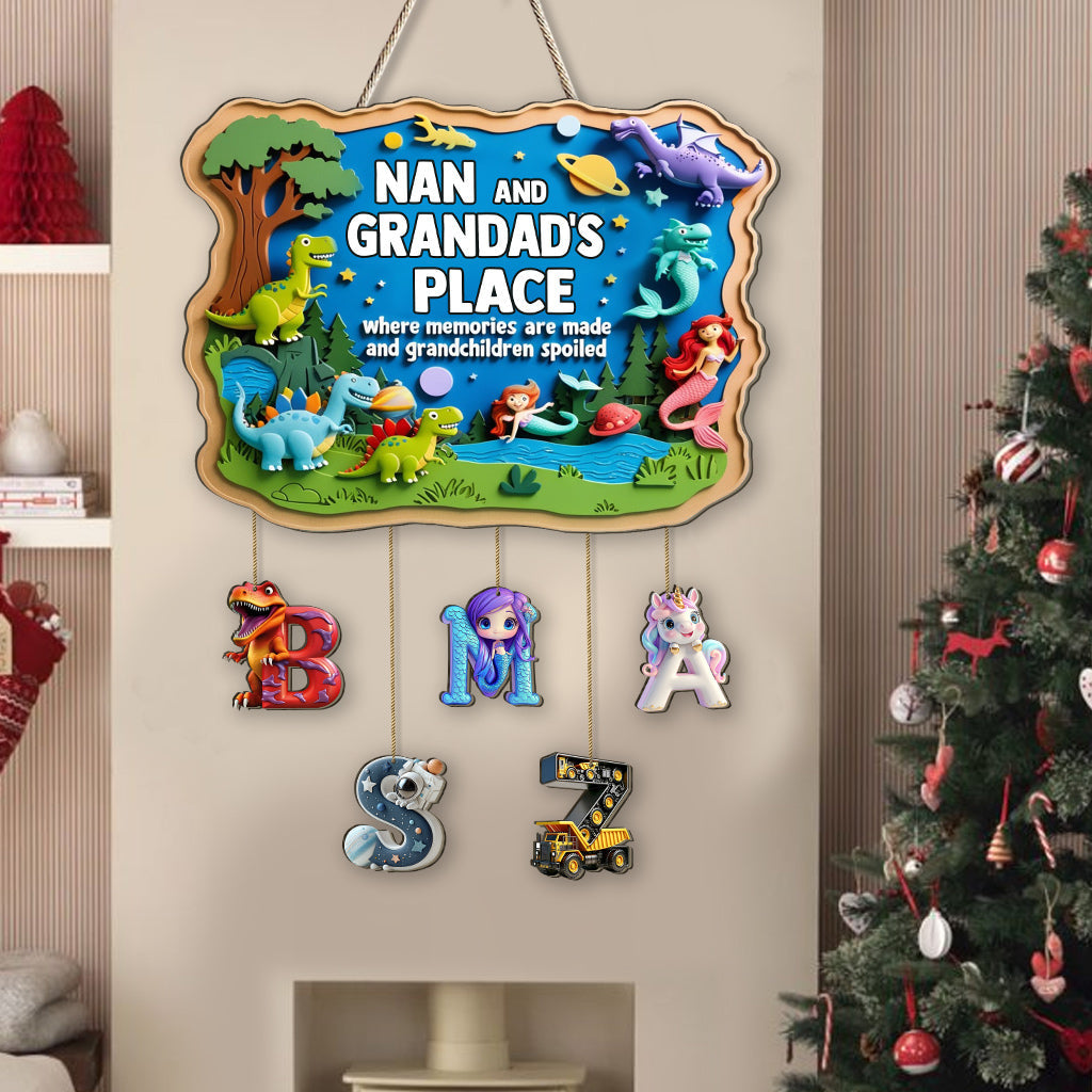 L'endroit où grand-mère et grand-père créent des souvenirs - Panneau familial personnalisé en bois de palette