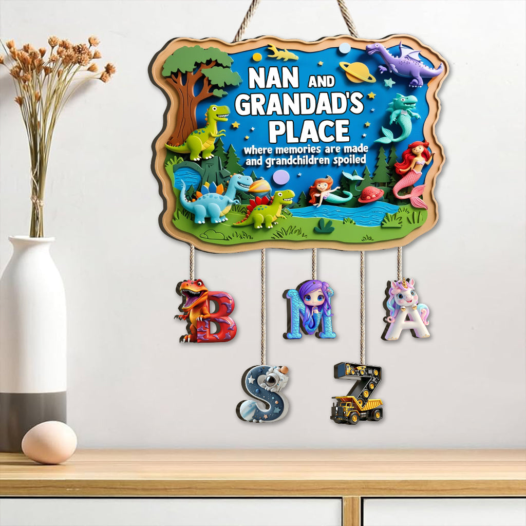 L'endroit où grand-mère et grand-père créent des souvenirs - Panneau familial personnalisé en bois de palette