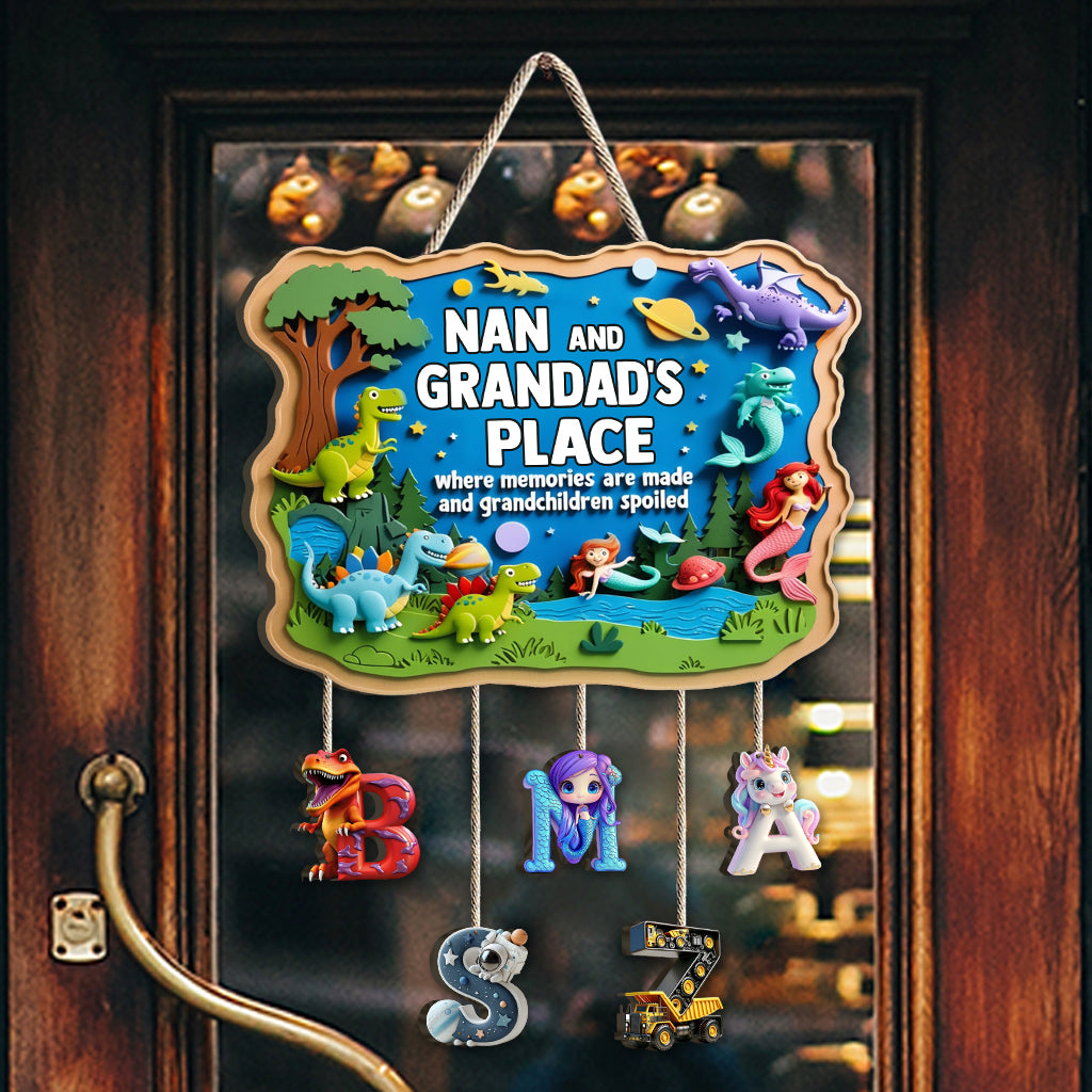 L'endroit où grand-mère et grand-père créent des souvenirs - Panneau familial personnalisé en bois de palette