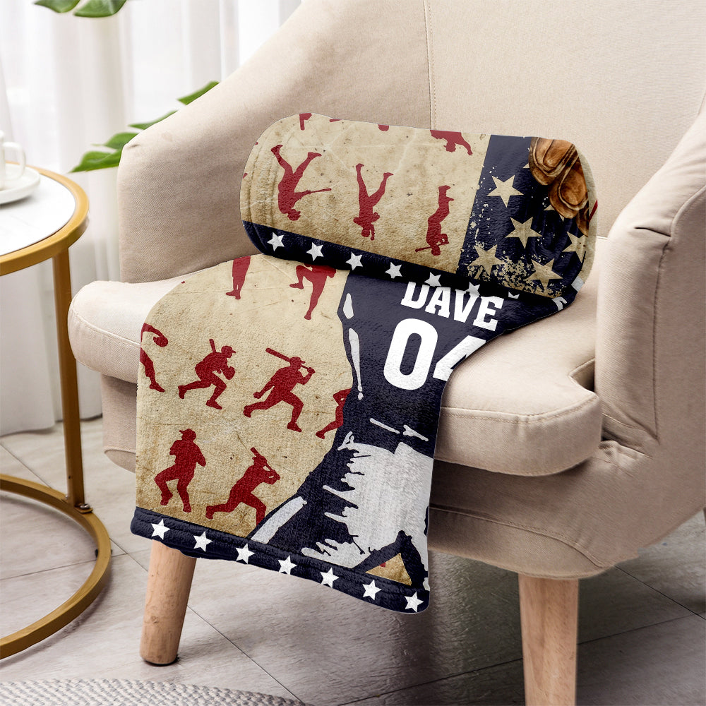 Any Name and Number - Personalized Baseball Blanket