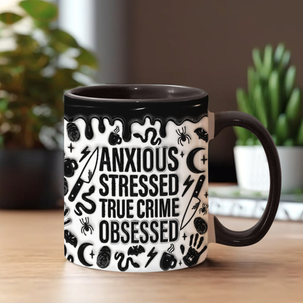 Mug personnalisé « Anxieux, stressé, passionné de faits divers »