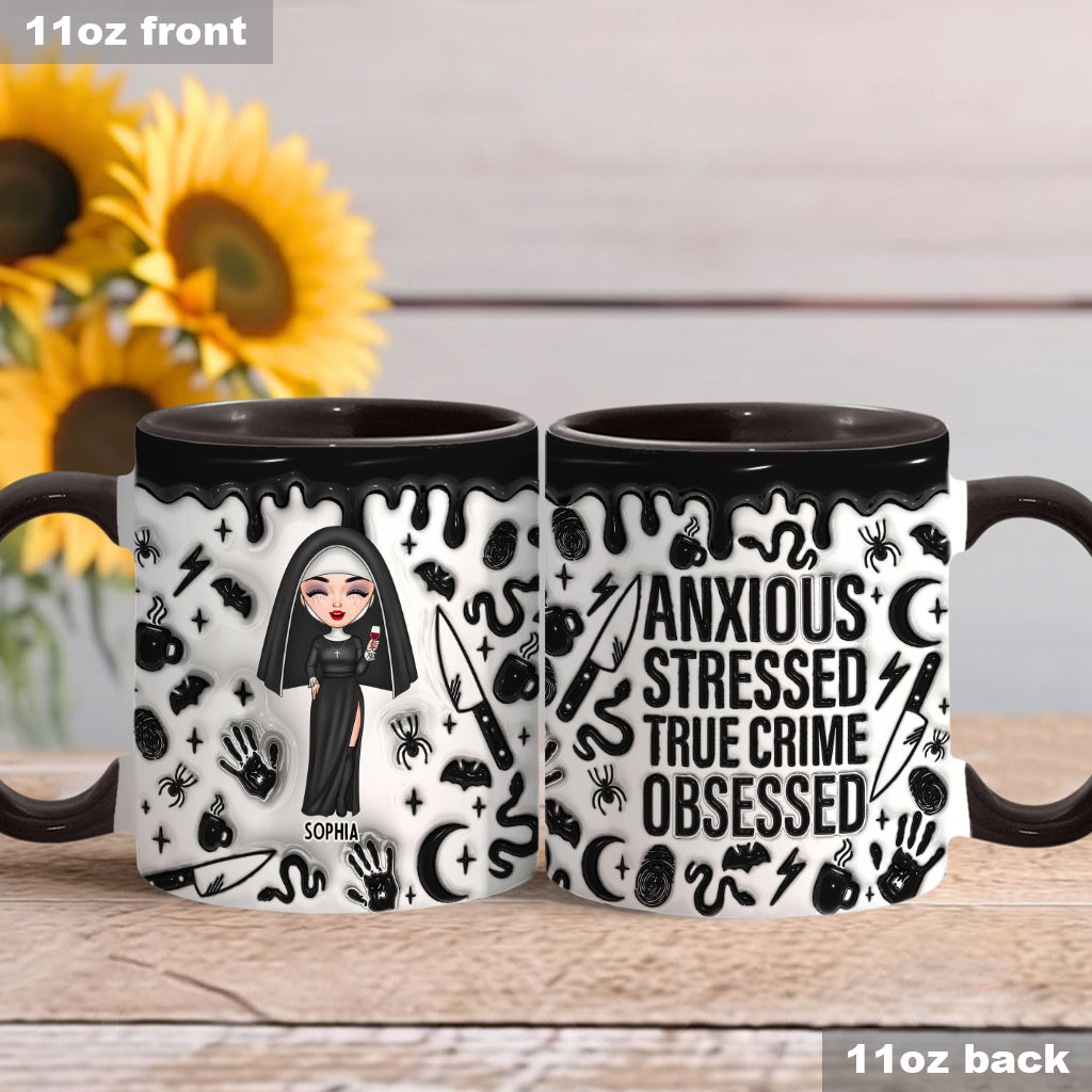 Mug personnalisé « Anxieux, stressé, passionné de faits divers »