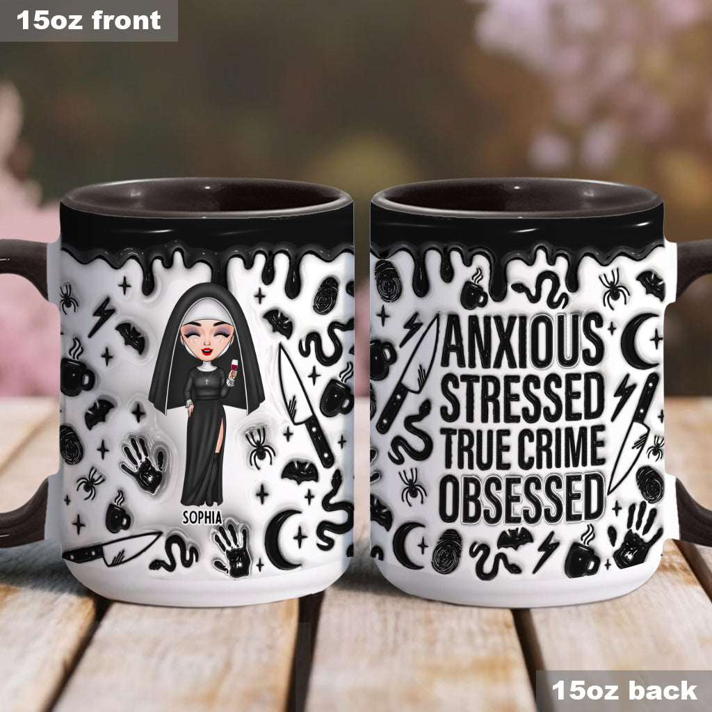 Mug personnalisé « Anxieux, stressé, passionné de faits divers »