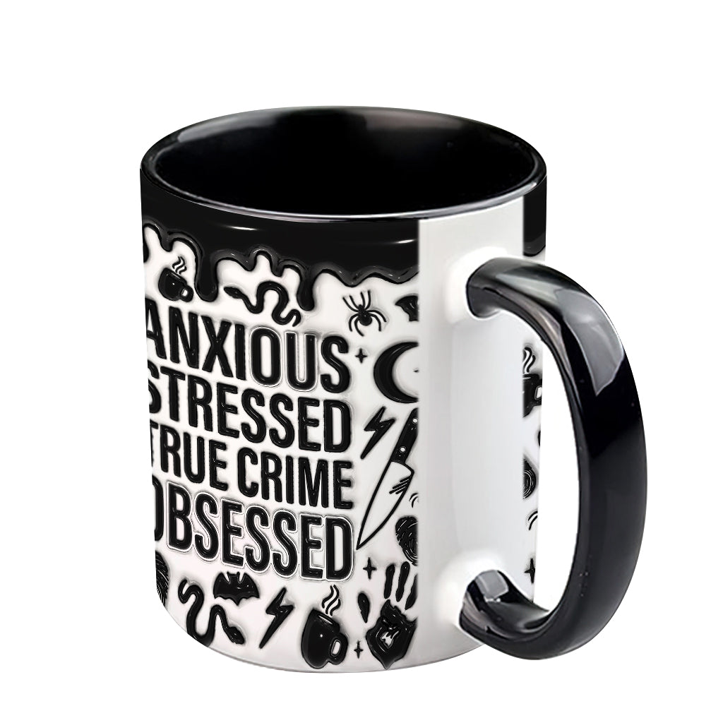 Mug personnalisé « Anxieux, stressé, passionné de faits divers »