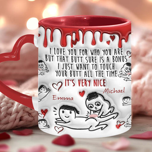 Vos fesses sont un bonus - Mug personnalisé pour couple avec anse en forme de cœur