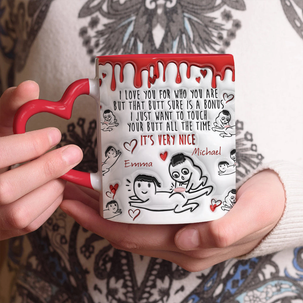 Your Butt Is Bonus - Personalized Couple Heart Handle Mug