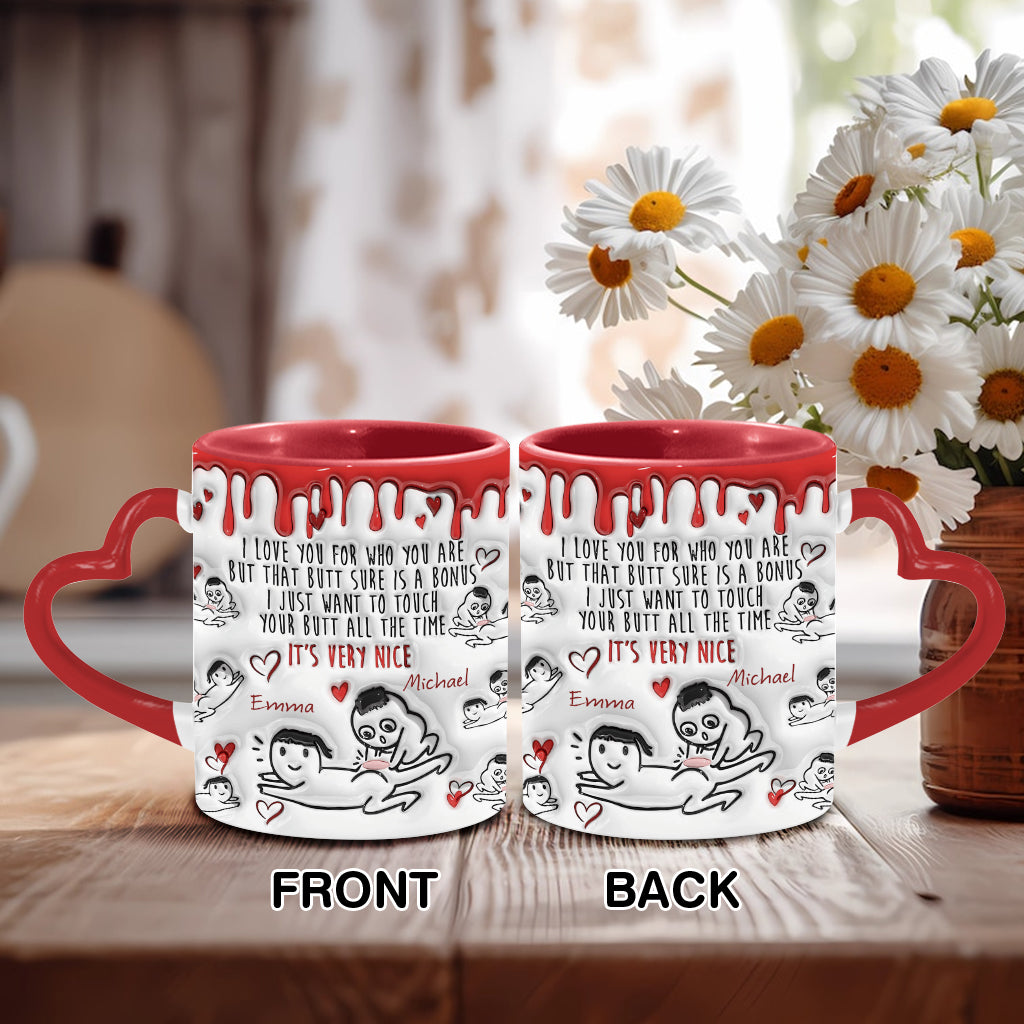 Your Butt Is Bonus - Personalized Couple Heart Handle Mug