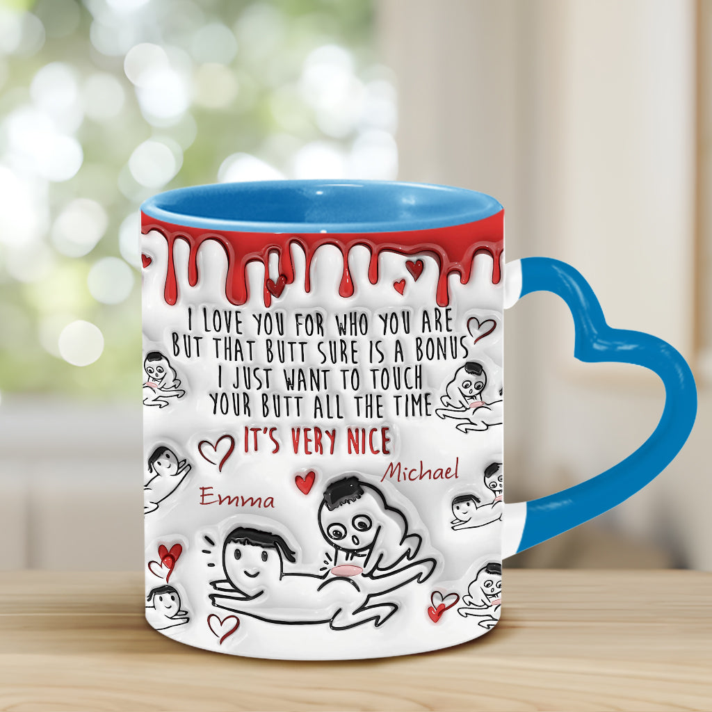 Your Butt Is Bonus - Personalized Couple Heart Handle Mug