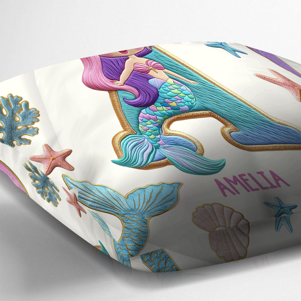 Beautiful Mermaid Alphabet - Personalized Kid Throw Pillow