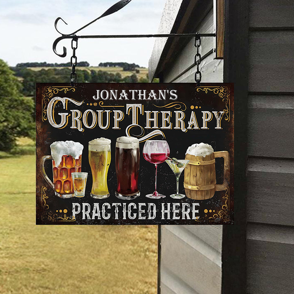 Group Therapy Practiced Here - Personalized Beer Rectangle Metal Sign