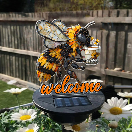 Bienvenue Bee - Lampe solaire de jardin personnalisée