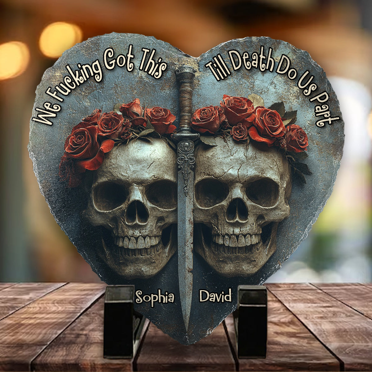 We Got This, Till Death Do Us Part - Personalized Couple Heart Shaped Stone