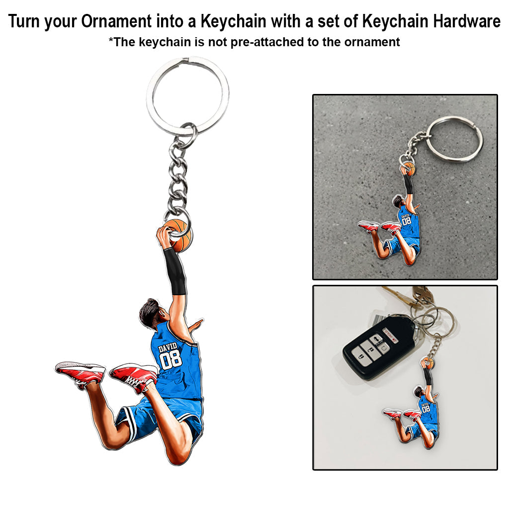 Any Name and Number - Personalized Basketball Custom Shaped Ornament