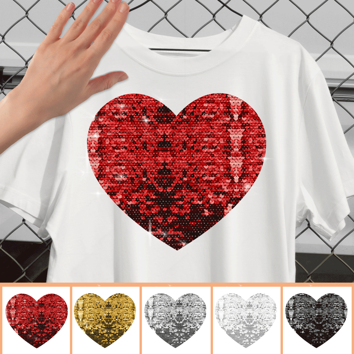 Forever In My Heart Custom Photo Dog & Cat - Gift for dog lovers, dog lover, cat lover - Personalized Sequin T-shirt