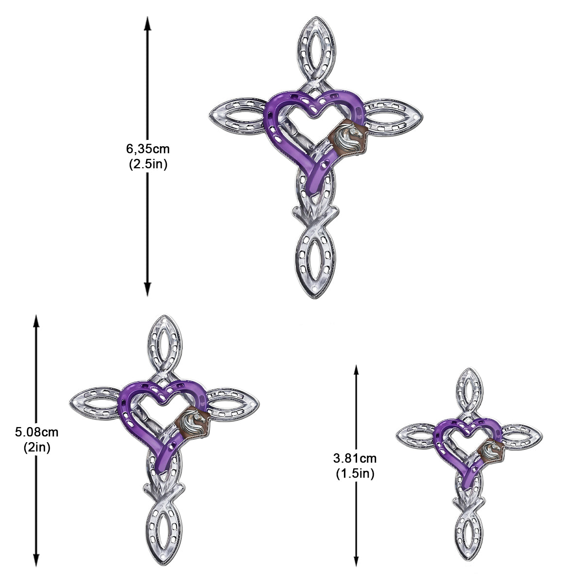 Croix en fer à cheval rustique - Boucles d'oreilles personnalisées pour chevaux