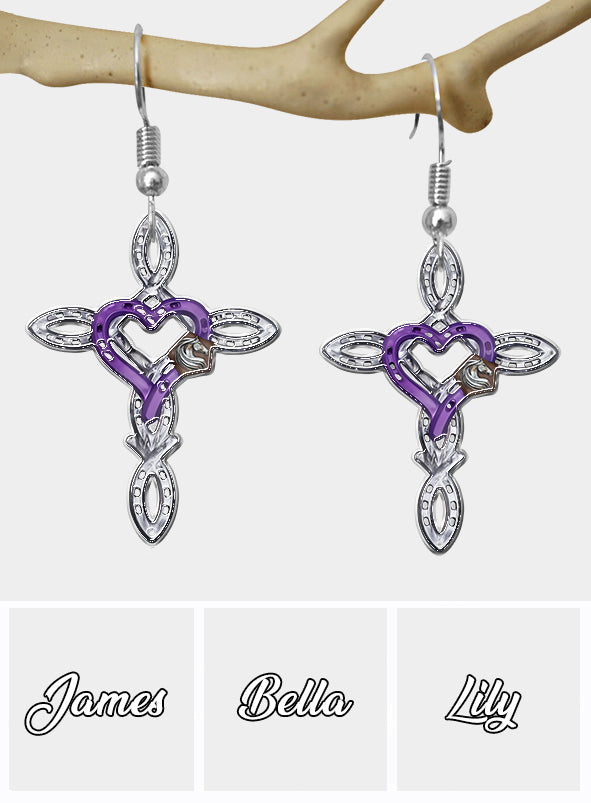 Croix en fer à cheval rustique - Boucles d'oreilles personnalisées pour chevaux