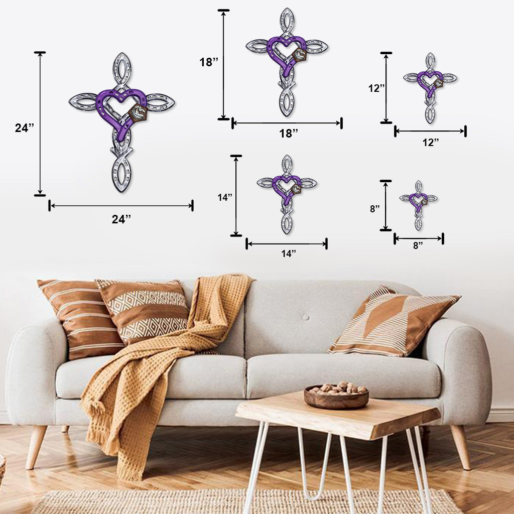 Rustic Horseshoe Cross - Personalized Horse Cut Metal Sign