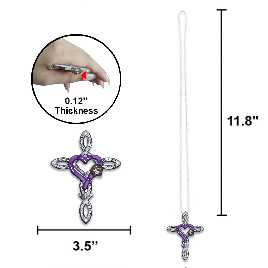 Rustic Horseshoe Cross - Personalized Horse Car Ornament