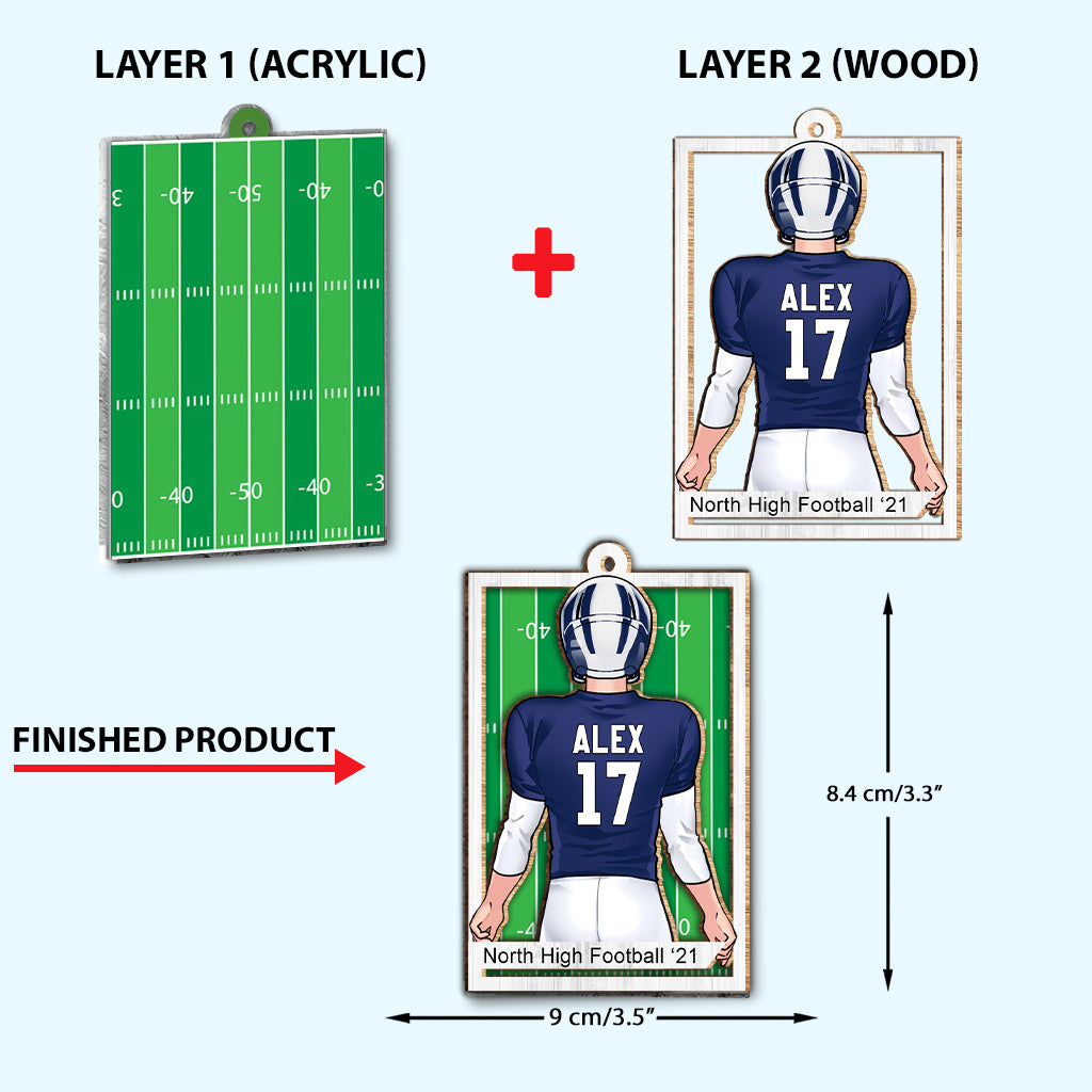Football Lover - Personalized Football 2 Layered Piece Mix Ornament