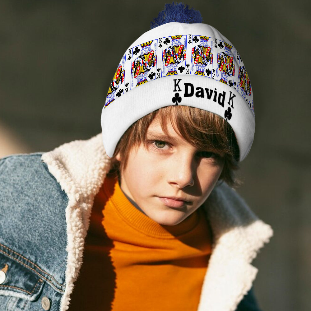 King And Queen - Personalized Couple Beanie Hat