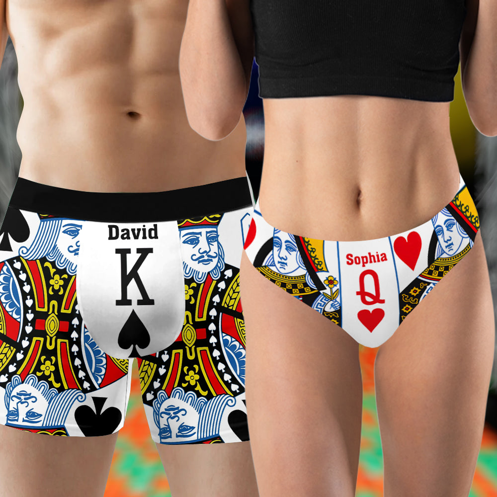 King And Queen - Slips personnalisés pour couples (femme et homme)