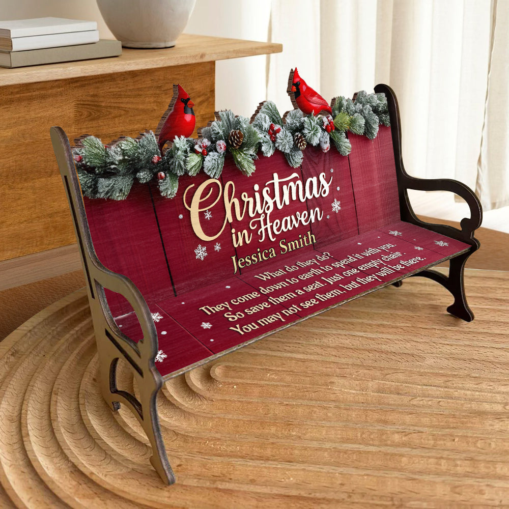 Christmas In Heaven - Personalized Memorial Wooden Bench