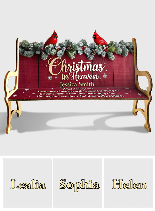 Christmas In Heaven - Personalized Memorial Wooden Bench