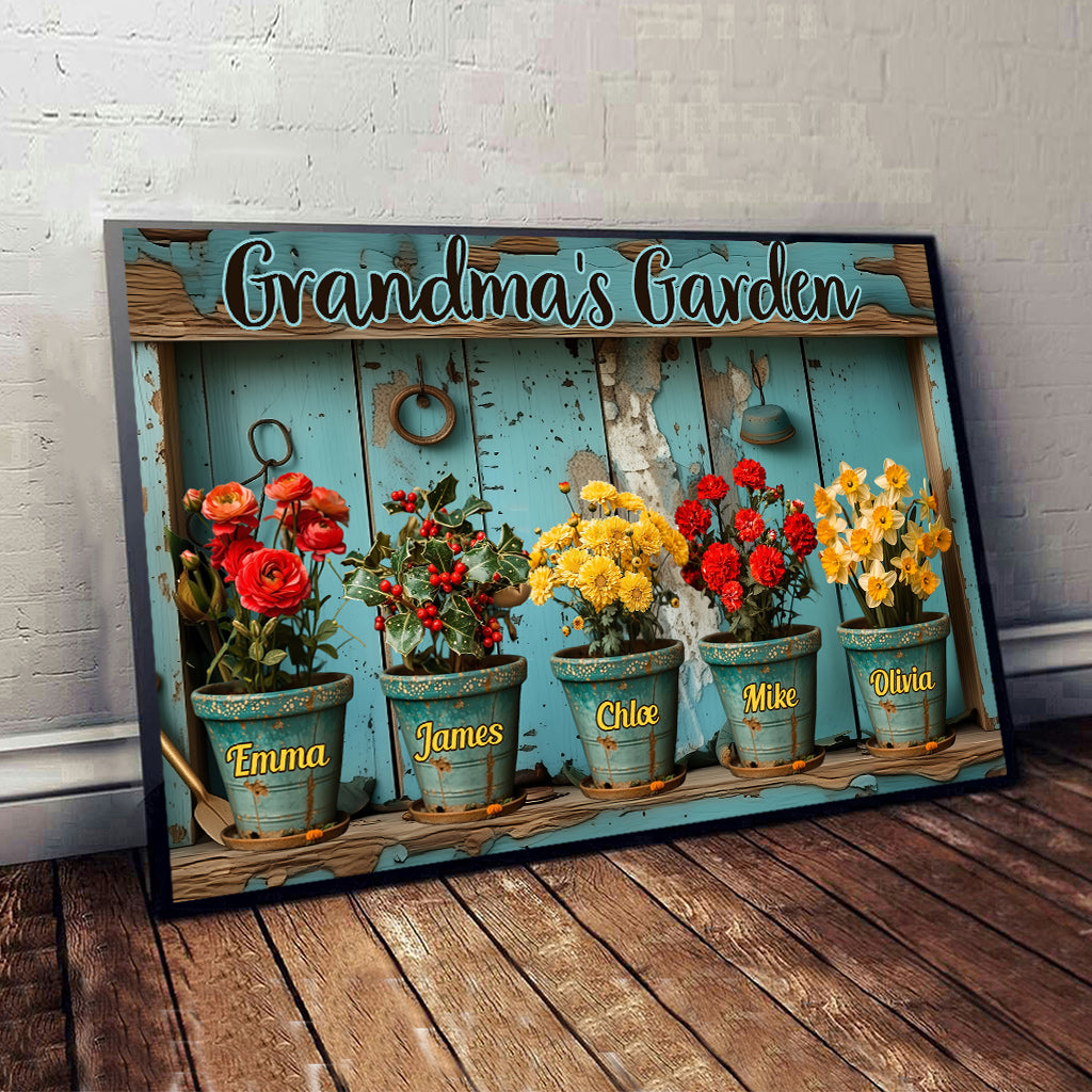 Jardin de fleurs de naissance de grand-mère/maman… - Toile et affiche de jardinage personnalisées