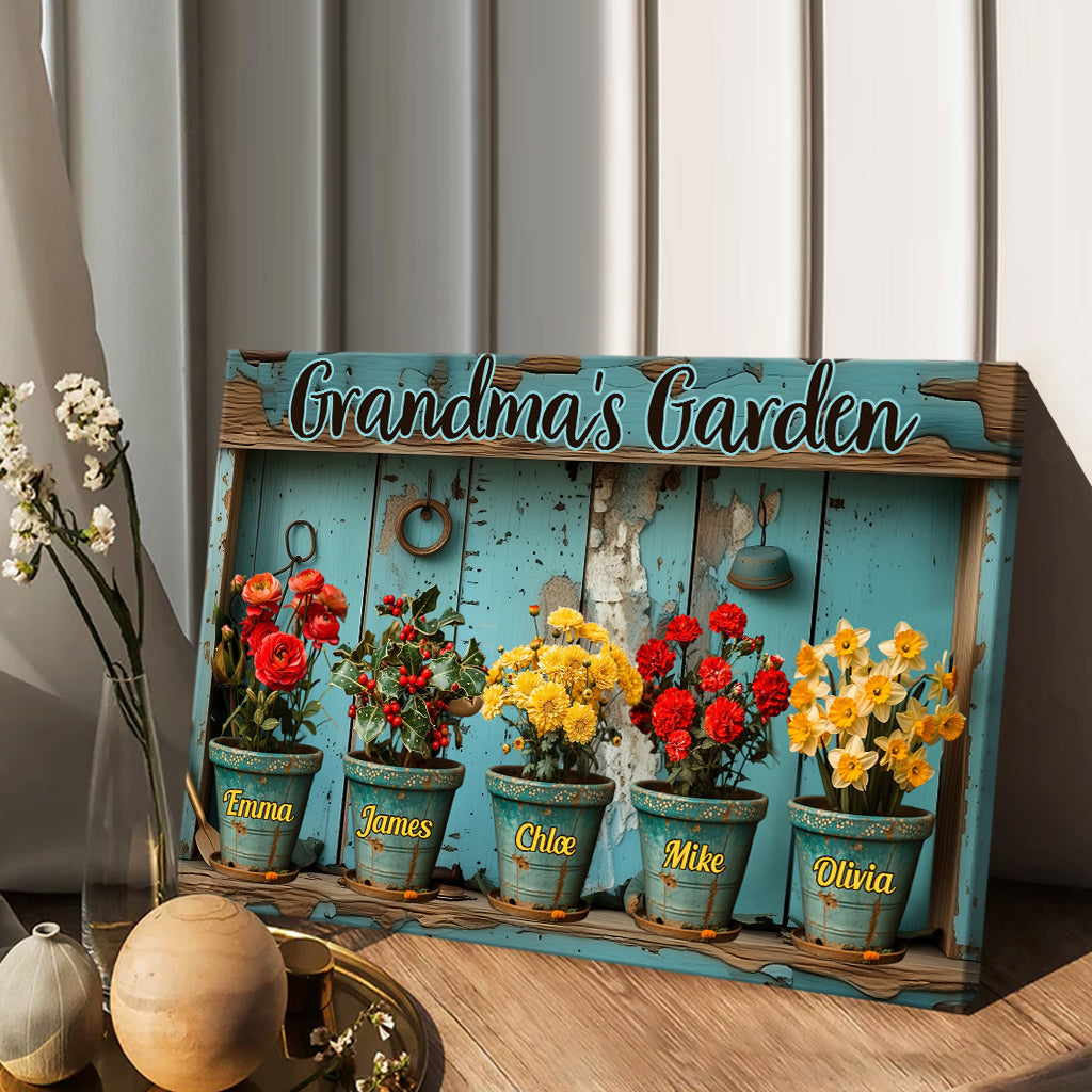Jardin de fleurs de naissance de grand-mère/maman… - Toile et affiche de jardinage personnalisées