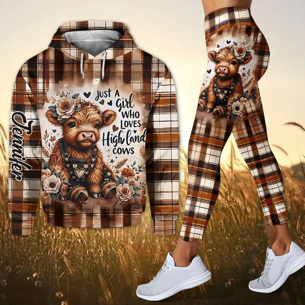 J'adore les vaches des Highlands ! - Sweat à capuche et legging personnalisés avec motif vache des Highlands
