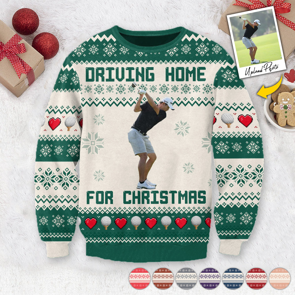 Driving Home For Christmas - Personalized Golf Ugly Sweater