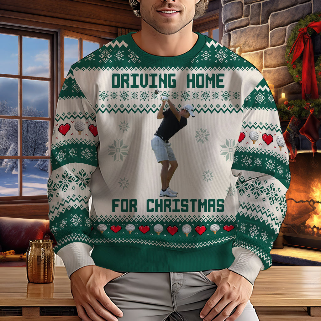 Driving Home For Christmas - Personalized Golf Ugly Sweater
