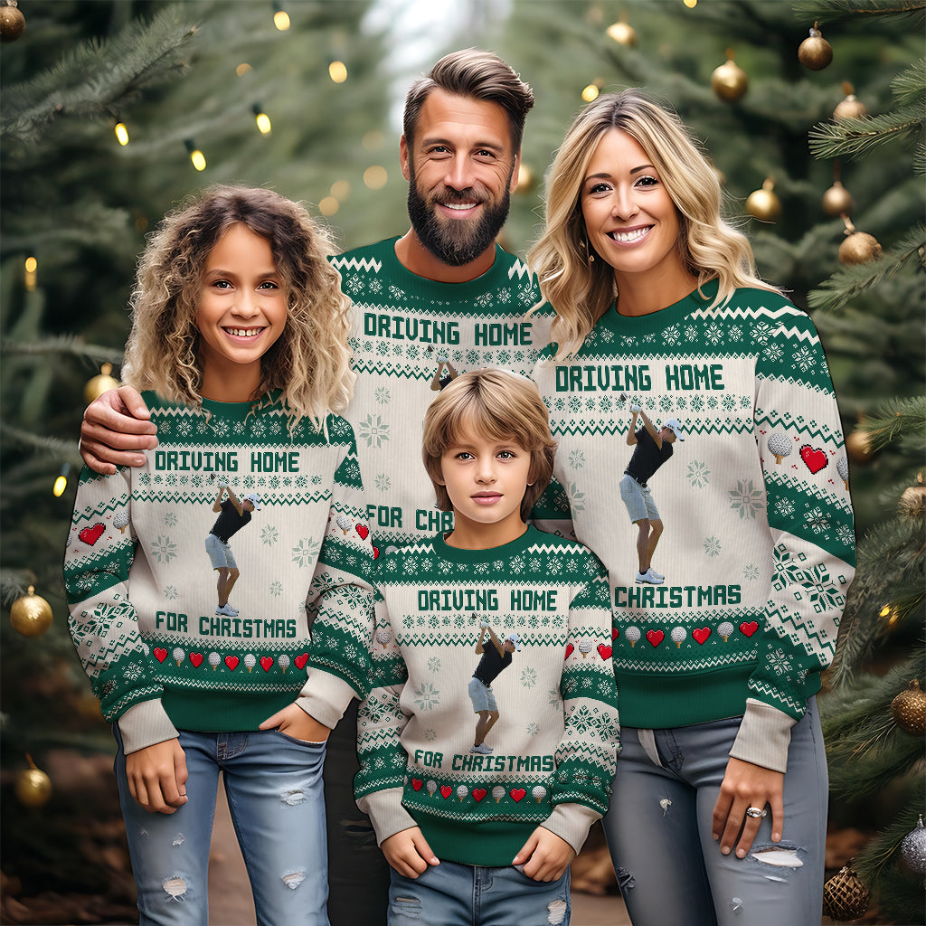 Driving Home For Christmas - Personalized Golf Ugly Sweater