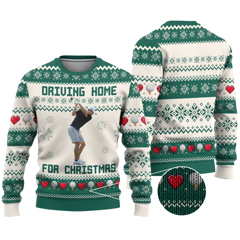 Driving Home For Christmas - Personalized Golf Ugly Sweater