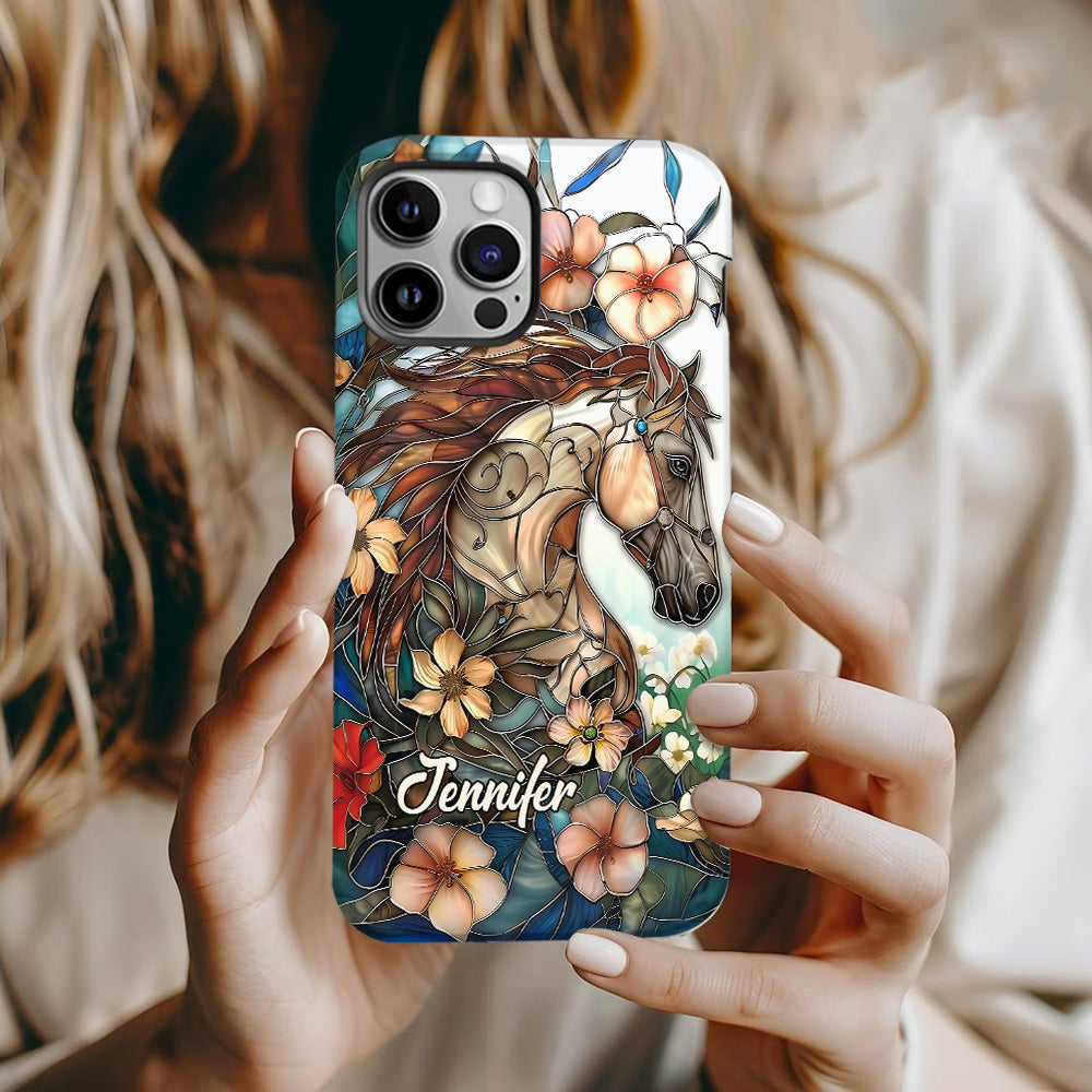 Coque de téléphone personnalisée « Amour des chevaux » avec motif intégral de cheval