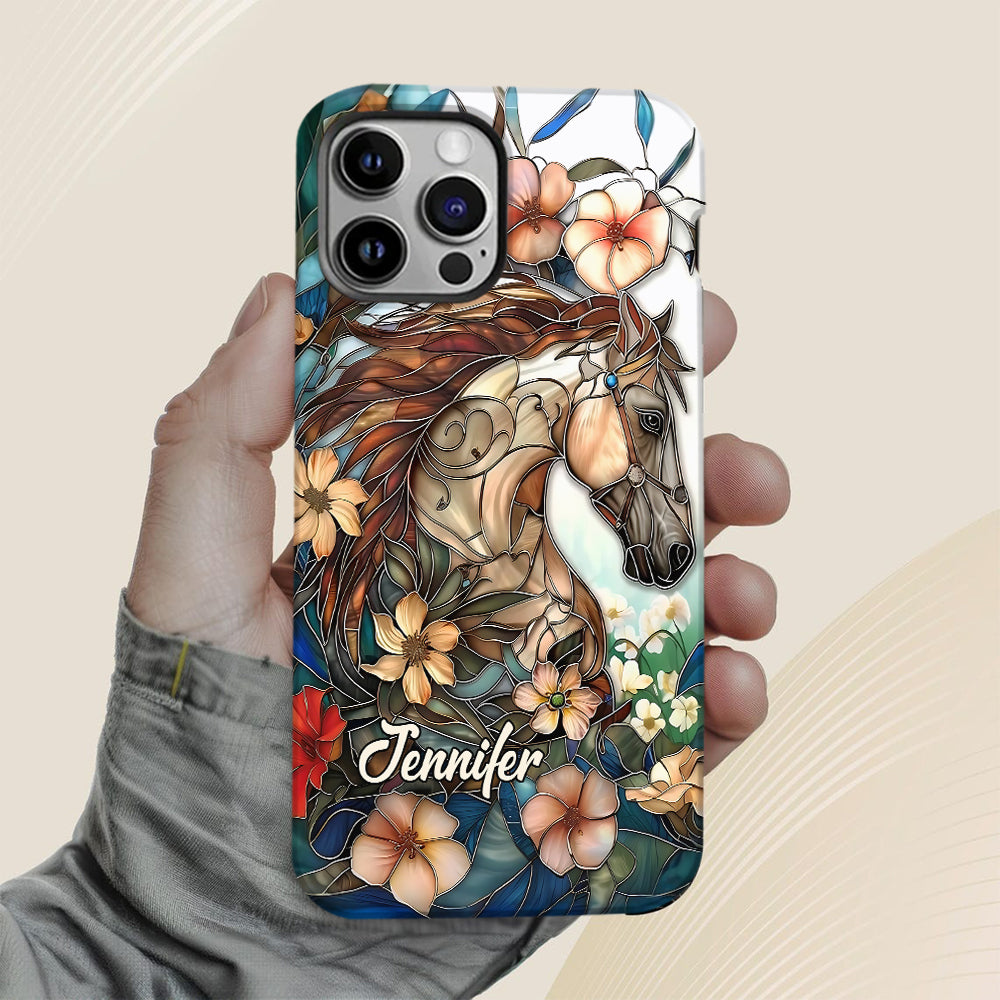 Coque de téléphone personnalisée « Amour des chevaux » avec motif intégral de cheval