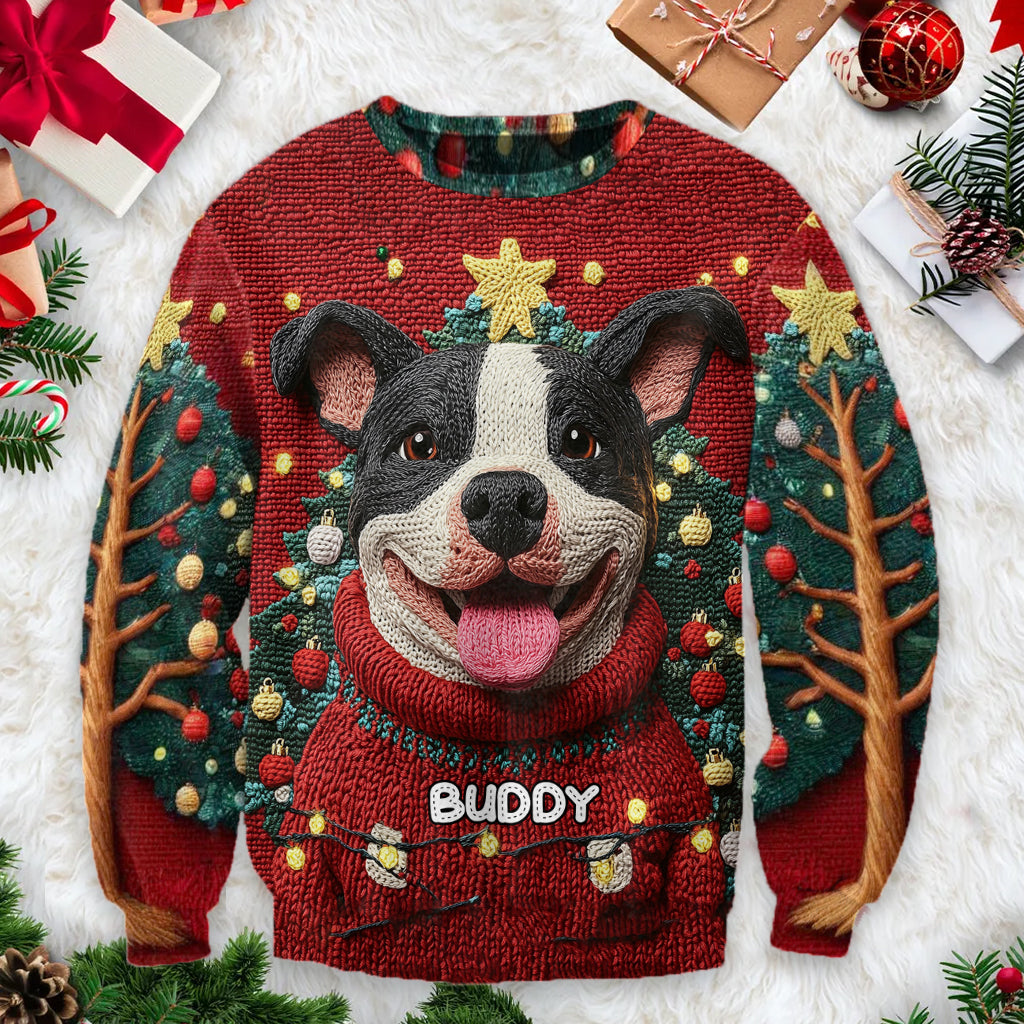 Funny Pitbull Christmas - Personalized Dog Ugly Sweater