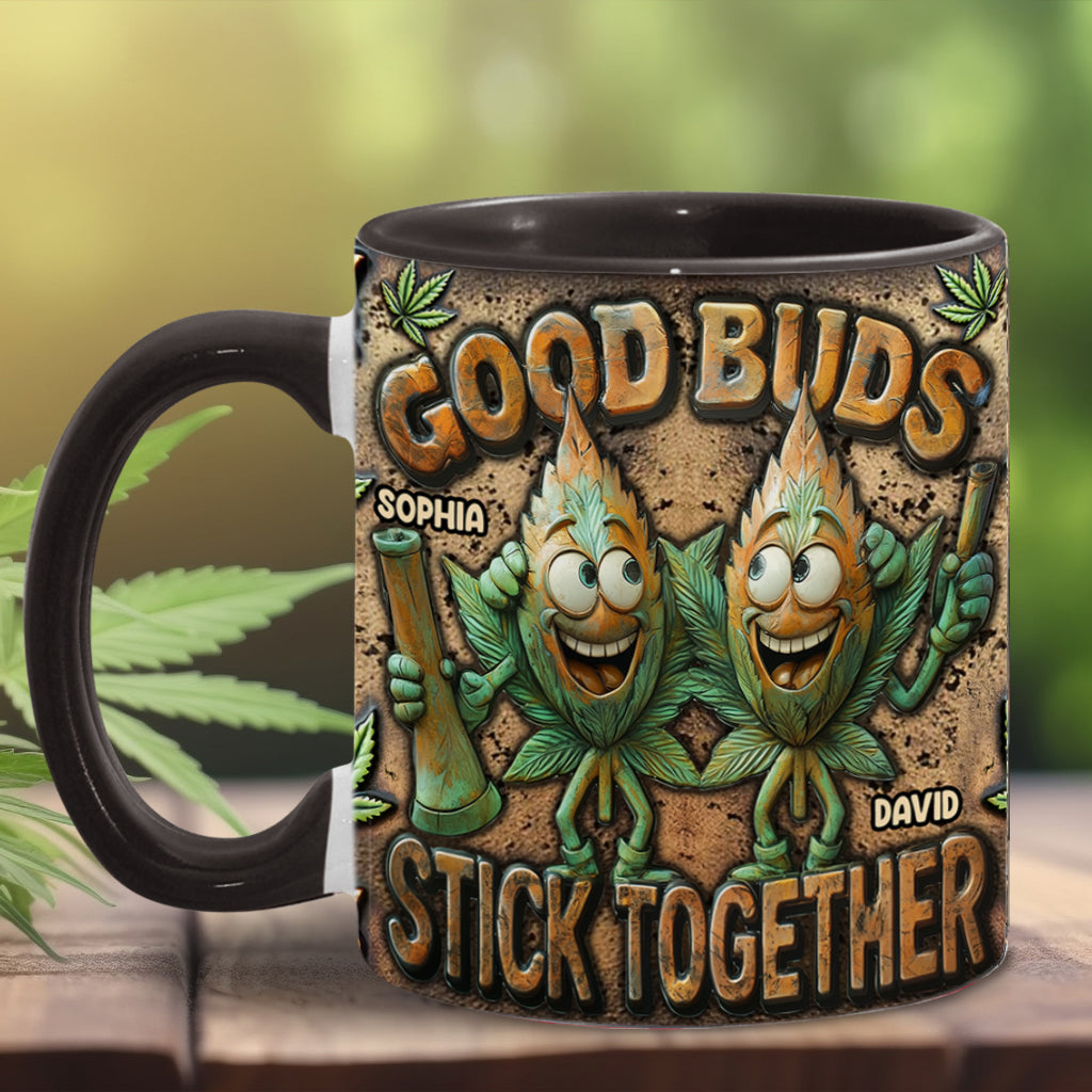 Les bons potes restent ensemble - Mug personnalisé avec une touche cannabis
