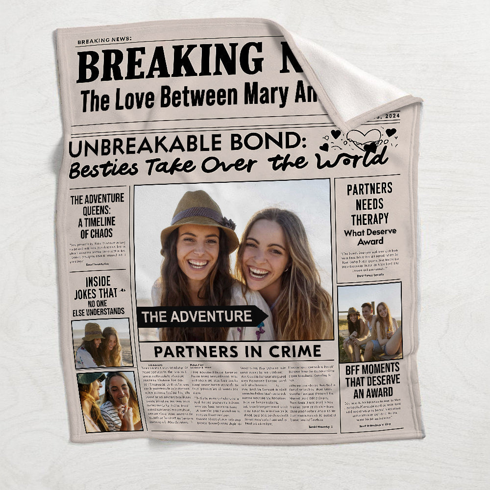 Breaking News Partner in Crime - Personalized Bestie Blanket
