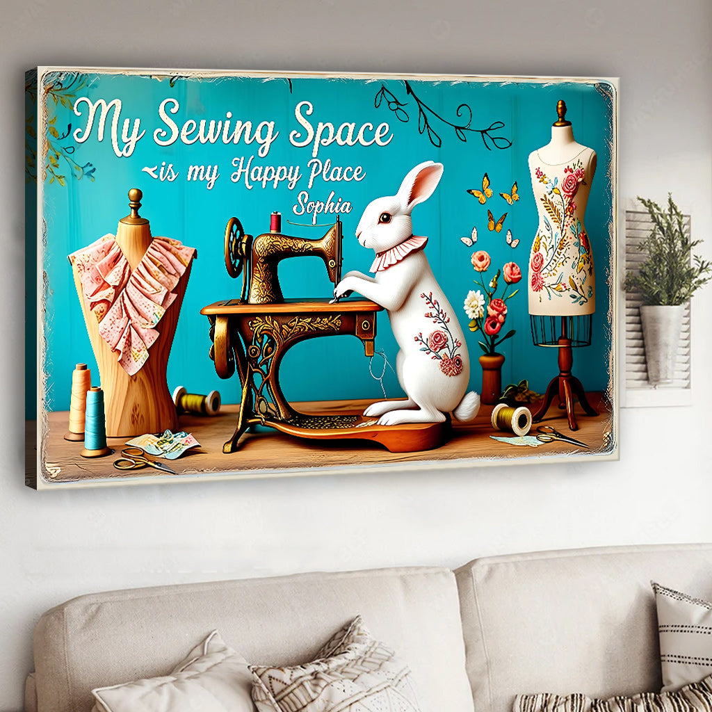 Mon coin couture est mon havre de paix - Toile et affiche de couture personnalisées
