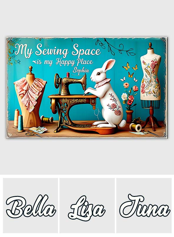 Mon coin couture est mon havre de paix - Toile et affiche de couture personnalisées