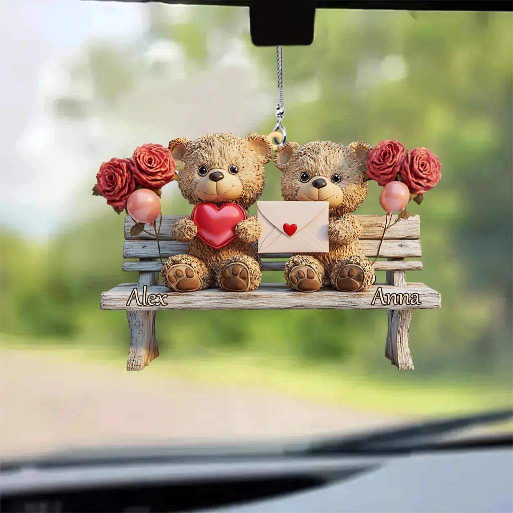 Cute Bear Couple - Personalized Couple Car Ornament